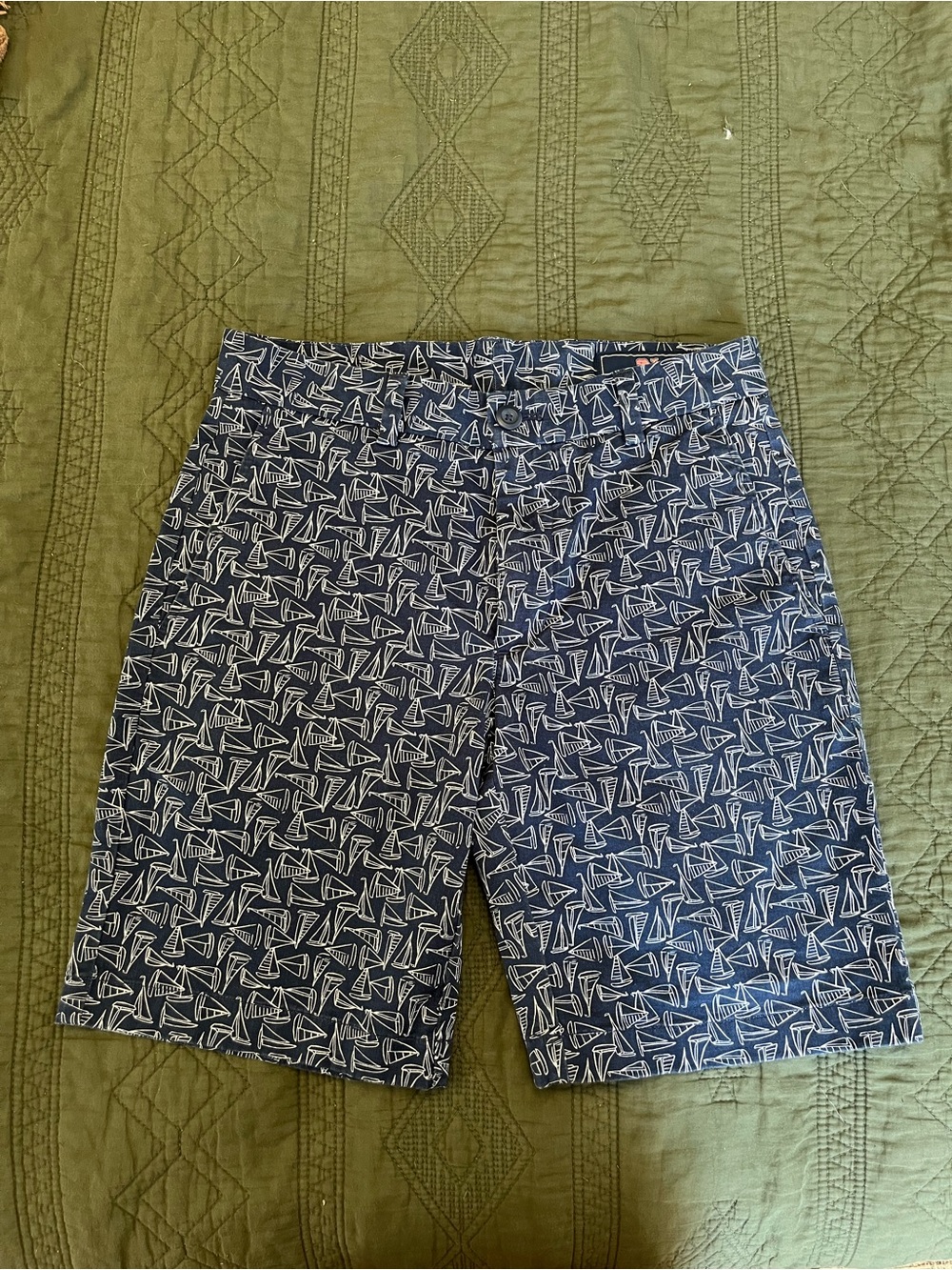 Vineyard Vines Men Chino Shorts 28 Sailboat All Over Print Blue White Nautical